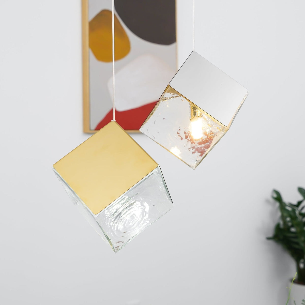 Cubic Luster Cascade Chandelier – Modern Geometric Crystal Pendant Light