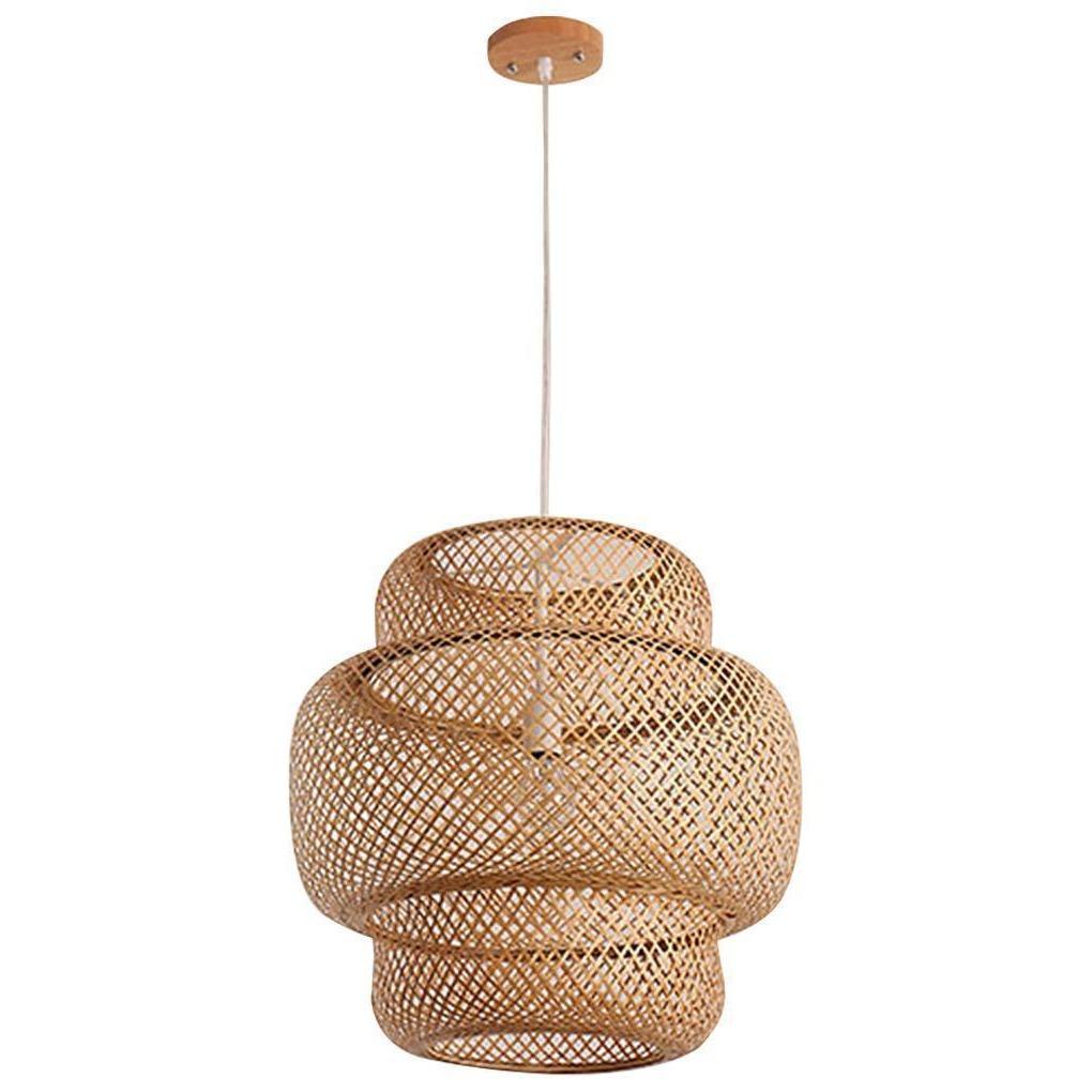 Artisan Bamboo Pendant Light – Handwoven Natural Cylinder Shade