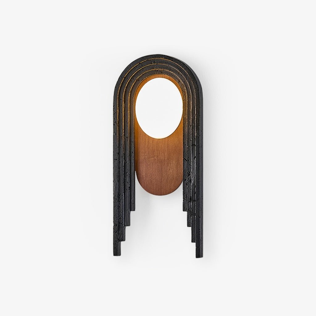 Zenith Art Deco Wall Sconce with Travertine and Walnut Reflector
