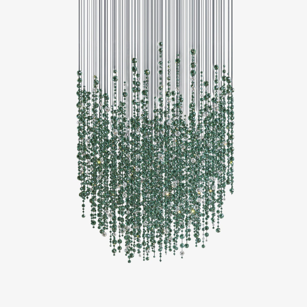 Emerald Rainfall Crystal Chandelier – Customizable Designer Pendant Light