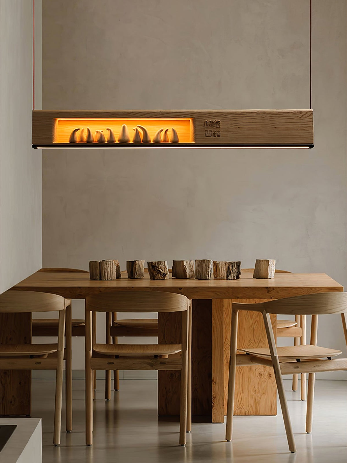 Timber Horizon LED Pendant Light – Modern Wood Sculptural Chandelier