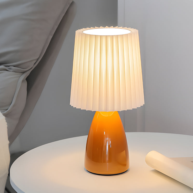 12 Inch Pleated Shade Glass Dimmable Table Lamp