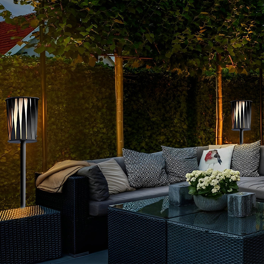 Rotating Stainless Steel Outdoor Floor Lamp with Vertical Slats