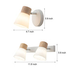 Wood Glass Cone Rotatable Light Wall Sconce White