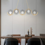 3 5 Light Wavy Linear Island Light With Ball Glass Shade For Dining Room