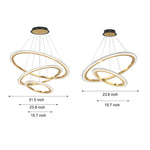 2 3 Rings Adjustable Luxury 3 Step Dimming Modern Chandelier Hanging Lights