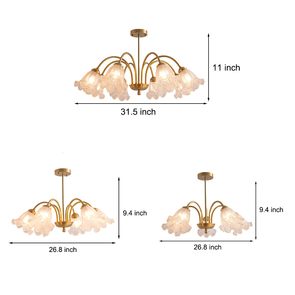 Flowers Glass Shade Chandelier Light Li002529
