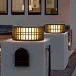 Round Led Black Modern Solar Fence Post Lights Ha077197