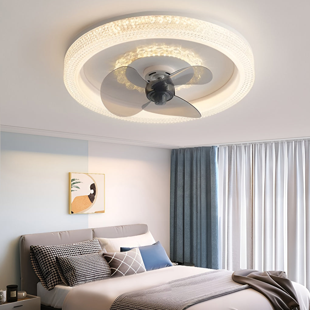 Round Muted 360 Rotatable Stepless Dimming Led Modern Ceiling Fan Light