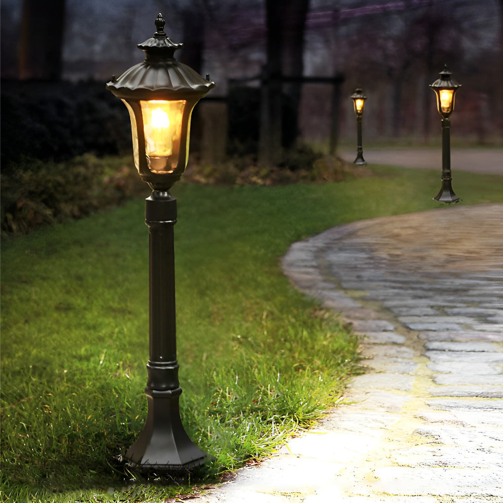 Classic Black LED Outdoor Post Light with Water Glass Lens