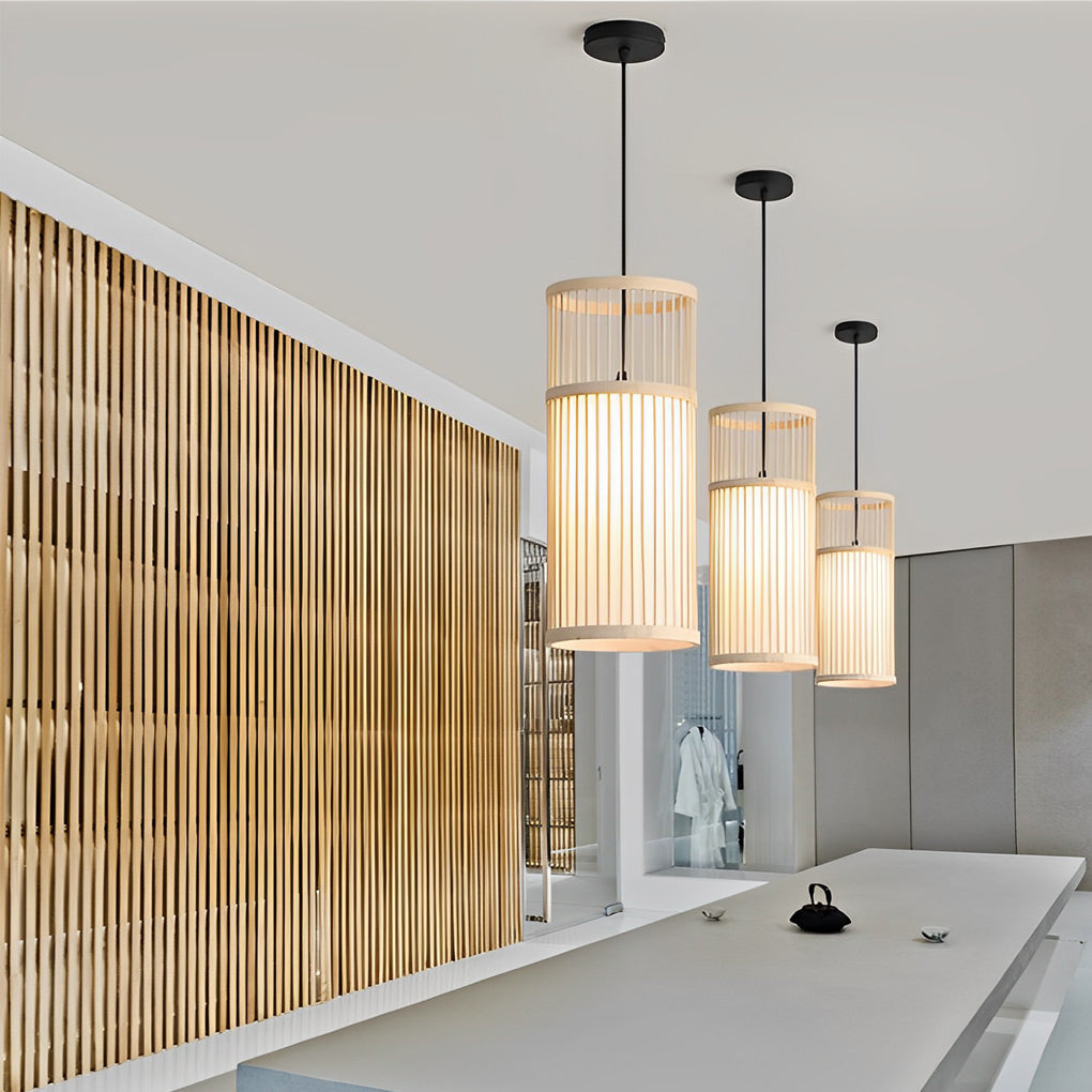 Artisan Bamboo LED Pendant Light – Handwoven Minimalist Hanging Lamp for Modern Interiors