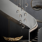 Led Ring Clusters Rotating Staircase Chandelier