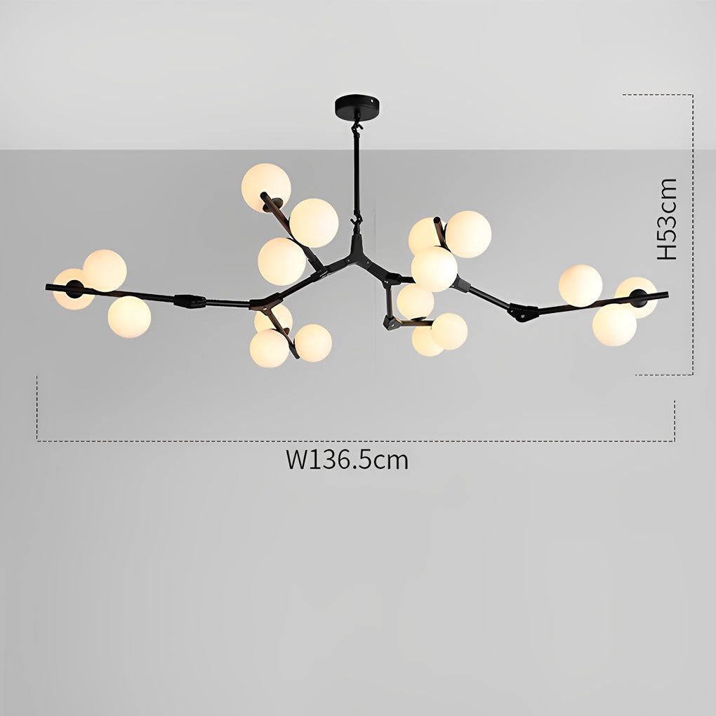 Nordic Style Modern Minimalist Cluster Metal Glass Chandelier Black Gold Fixture