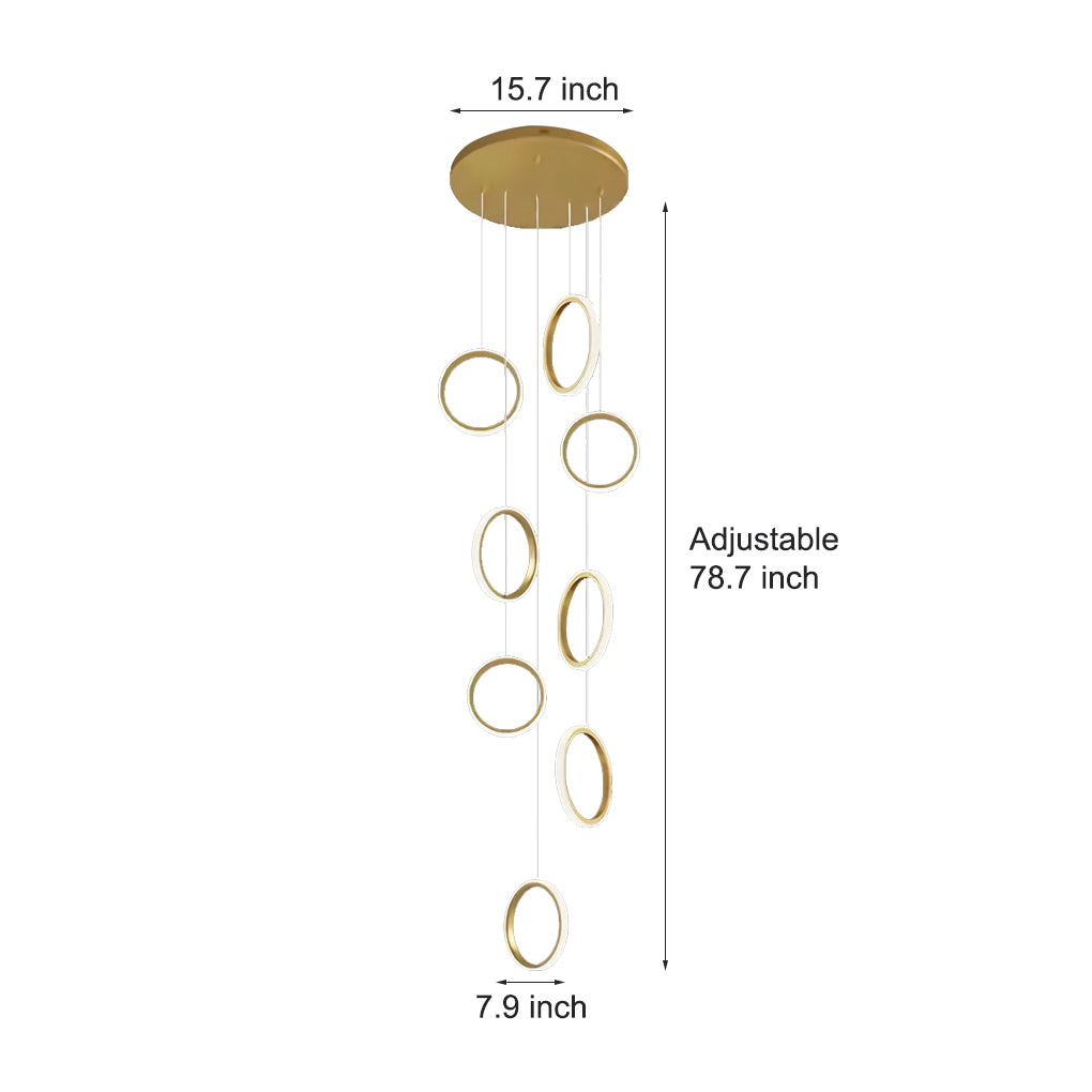 Round Rings Led Staircase Chandelier Ha098814