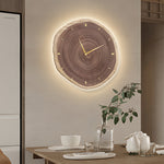 Rustic Round Wood Slice Clock With Remote Control And Led Lights Us Plug