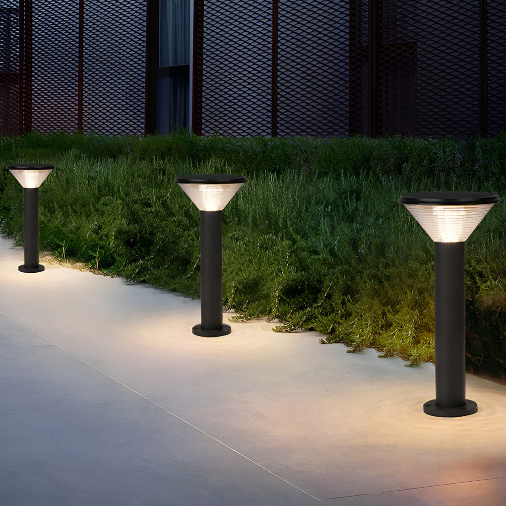 Tapered Solar LED Pathway Light in Black Aluminum for Modern Outdoor Spaces