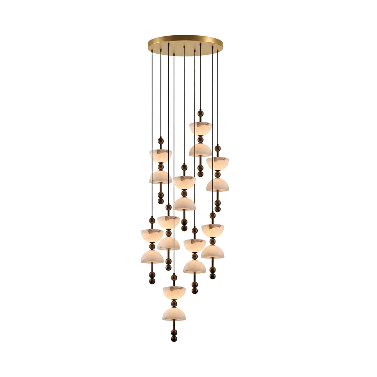 Duo Alabaster Pendant Light – Sculptural Brass & Natural Stone Chandelier
