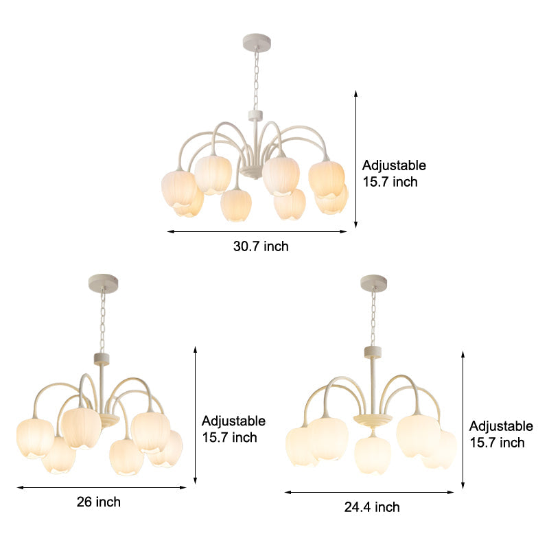Tulips Flowers Led Milky White Chandelier Li002603