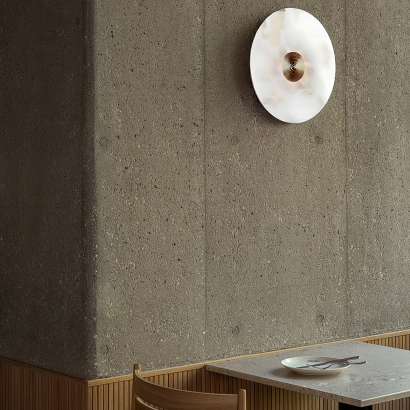 Modern Sipmple Round Alabaster Wall Light