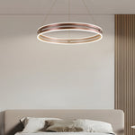 23 In Double Wheel Chandelier Modern Led Pendant Light Black Gold Brown