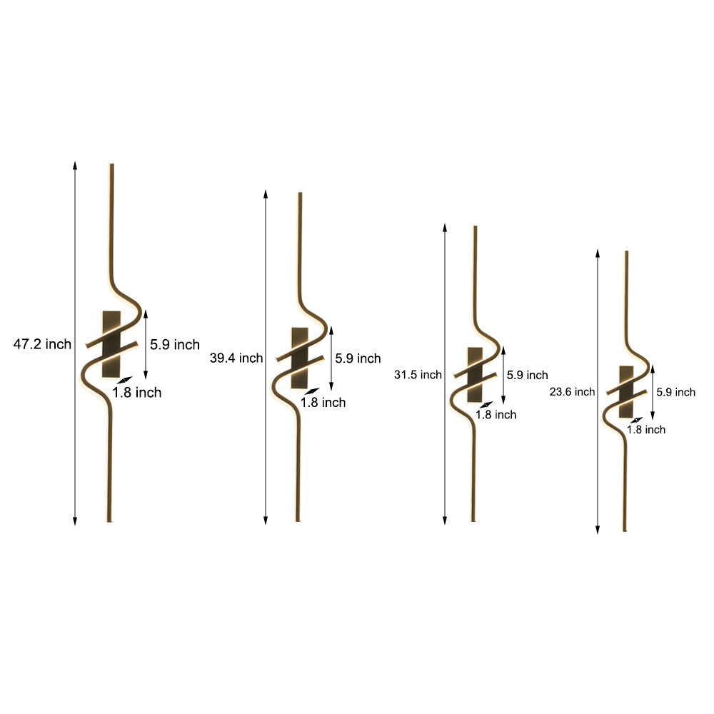 Minimalist Long Wave Aluminum Black Decorative Led Wall Lamp