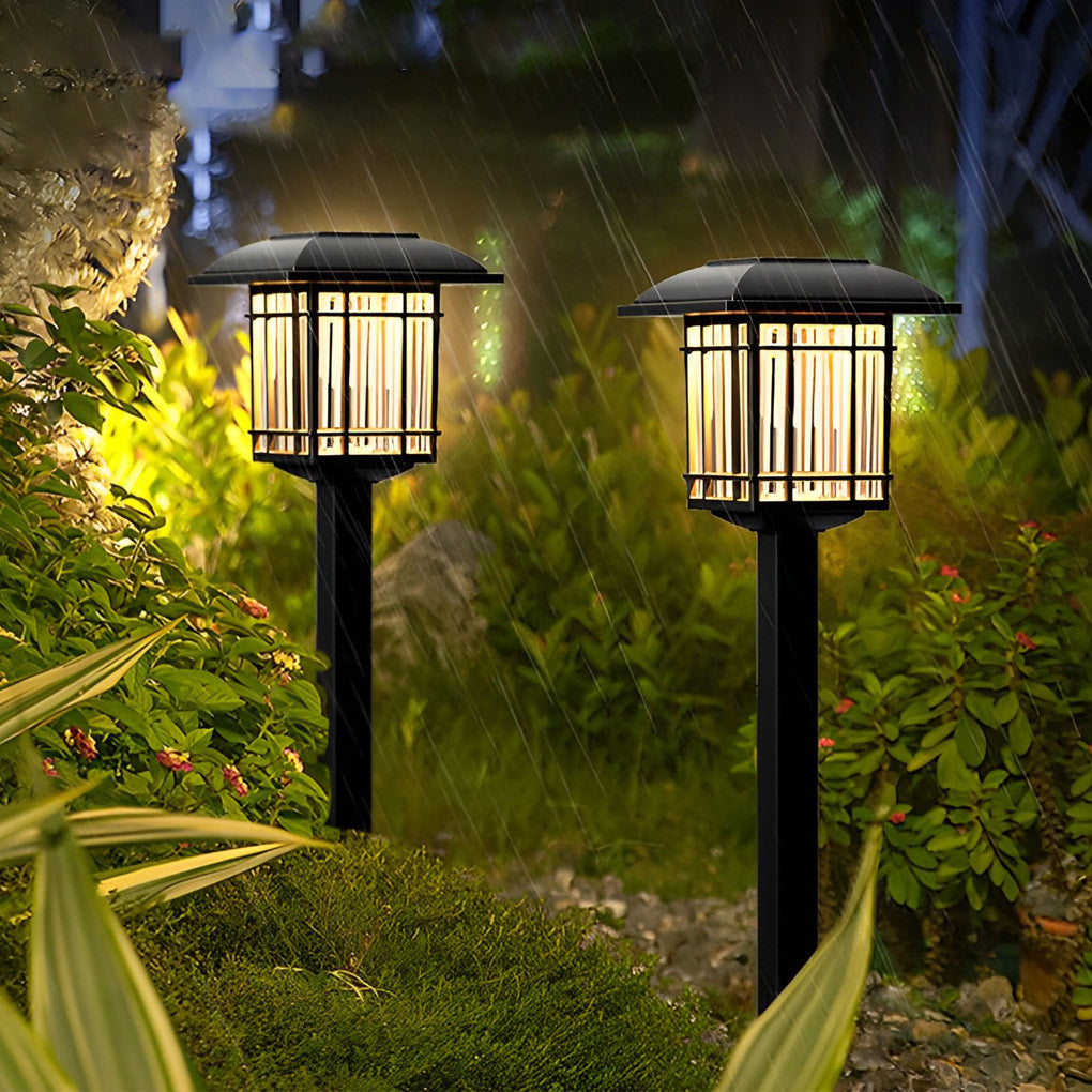 2Pcs Vintage Black Solar Lawn Lights Ha083002