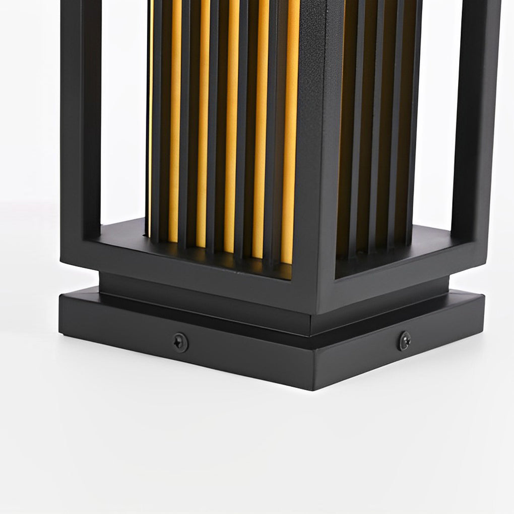 Modern LED Cage Pathway Lights in Black for Outdoor Elegance