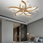 Multi Lights Floral Design Wood Semi Flush Mount Ceiling Light For Living Room
