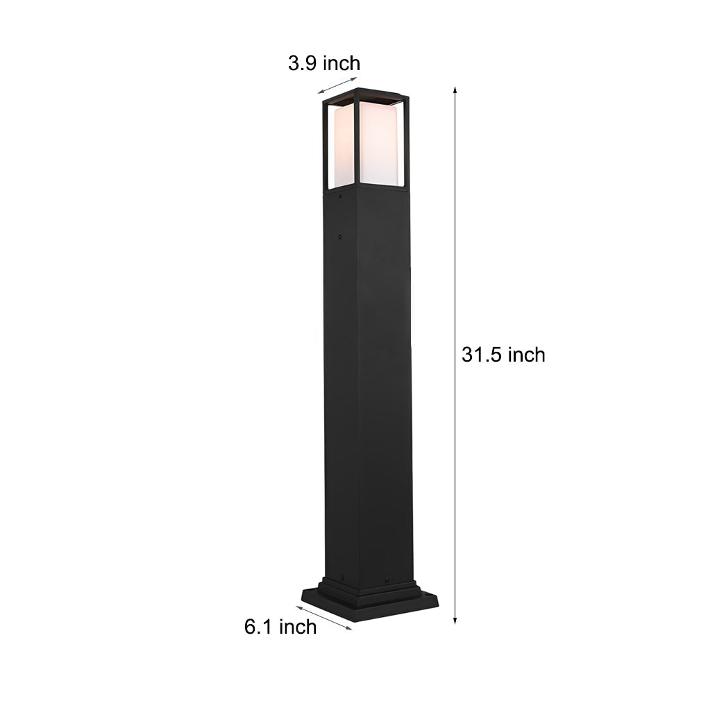 Modern Black Aluminum Bollard Path Light – 31.5" Tall Outdoor Square Lighting