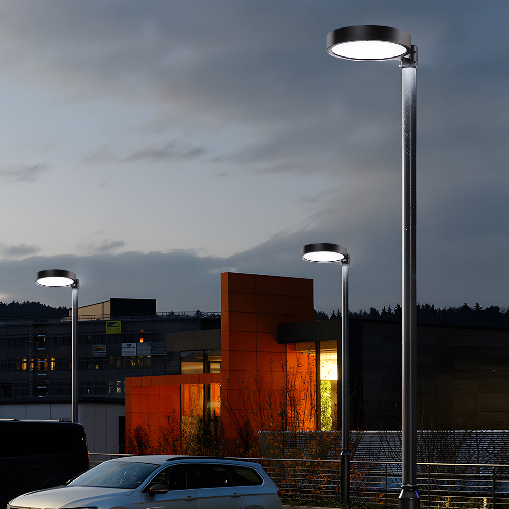 Round Waterproof Smart Remote Control Led Solar Lamp Post Top Lights