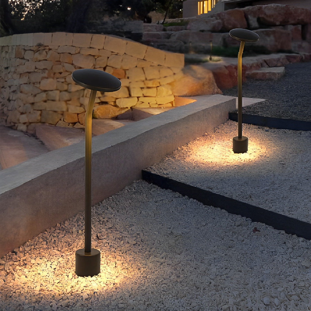 Mushroom LED Pathway Light in Brown Aluminum for Garden and Lawn
