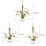 Modern Pastoral Green Flower Hanging Chandelier 3 6 8 Light