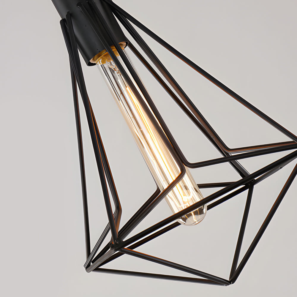 Geometric Lines Black Retro Industrial Style Chandelier Li002719