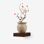 Arbor Sculptural Wall Sconce in Yellow Travertine and Wood