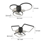 Square Round Rings Three Step Dimming Led Silent Modern Ceiling Fans Lamp