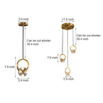 1 3 Light Round Copper Crystal Led Pendant Light