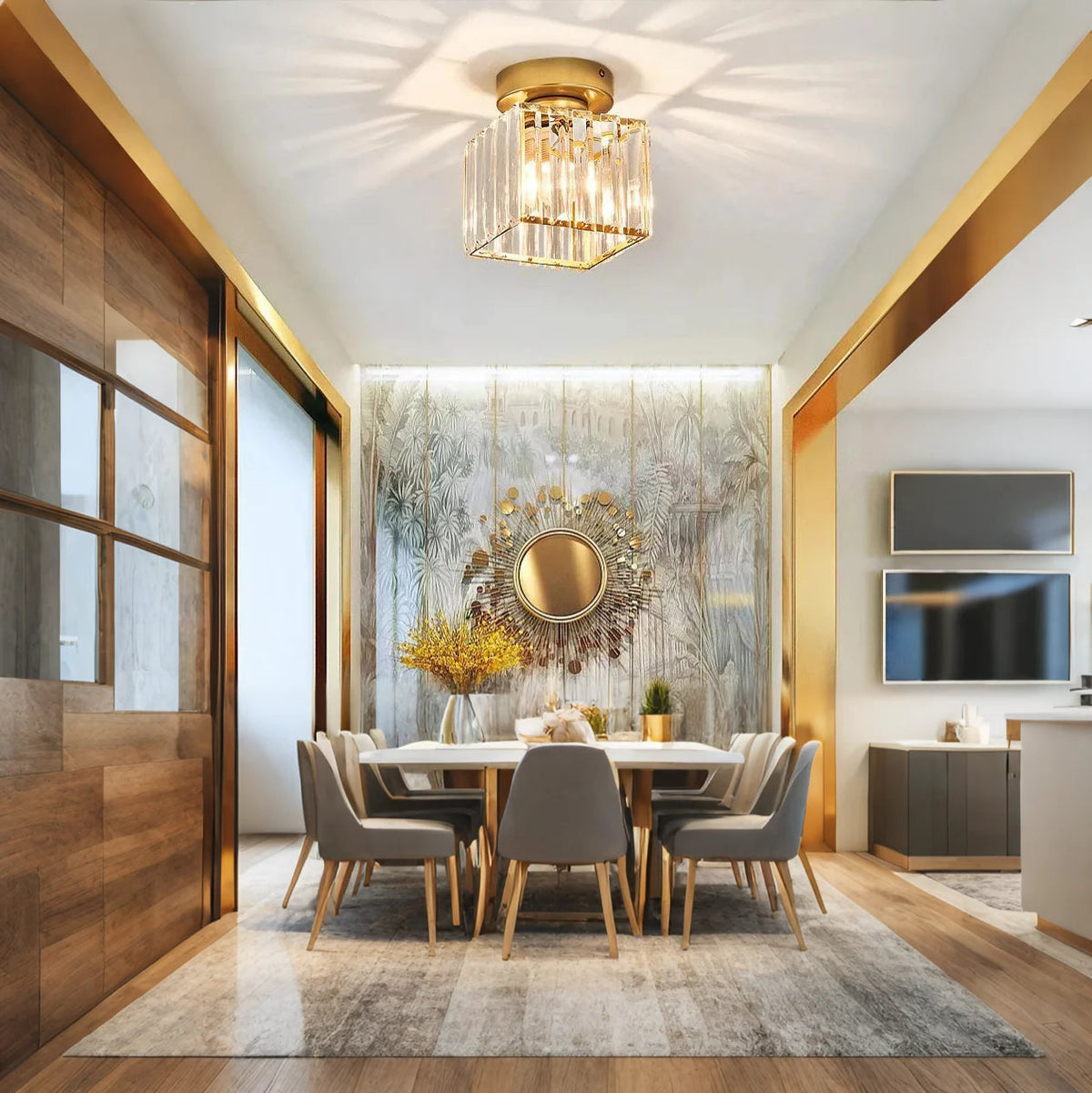 Crystal Glass Nordic Simple New Modern Led Chandelier Lights Living Loft Study Room Aisle Corridor Flats Lamps Indoor Lighting