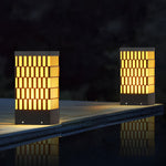 Modern Black LED Bollard Light with Grid Design for Pathways and Gardens