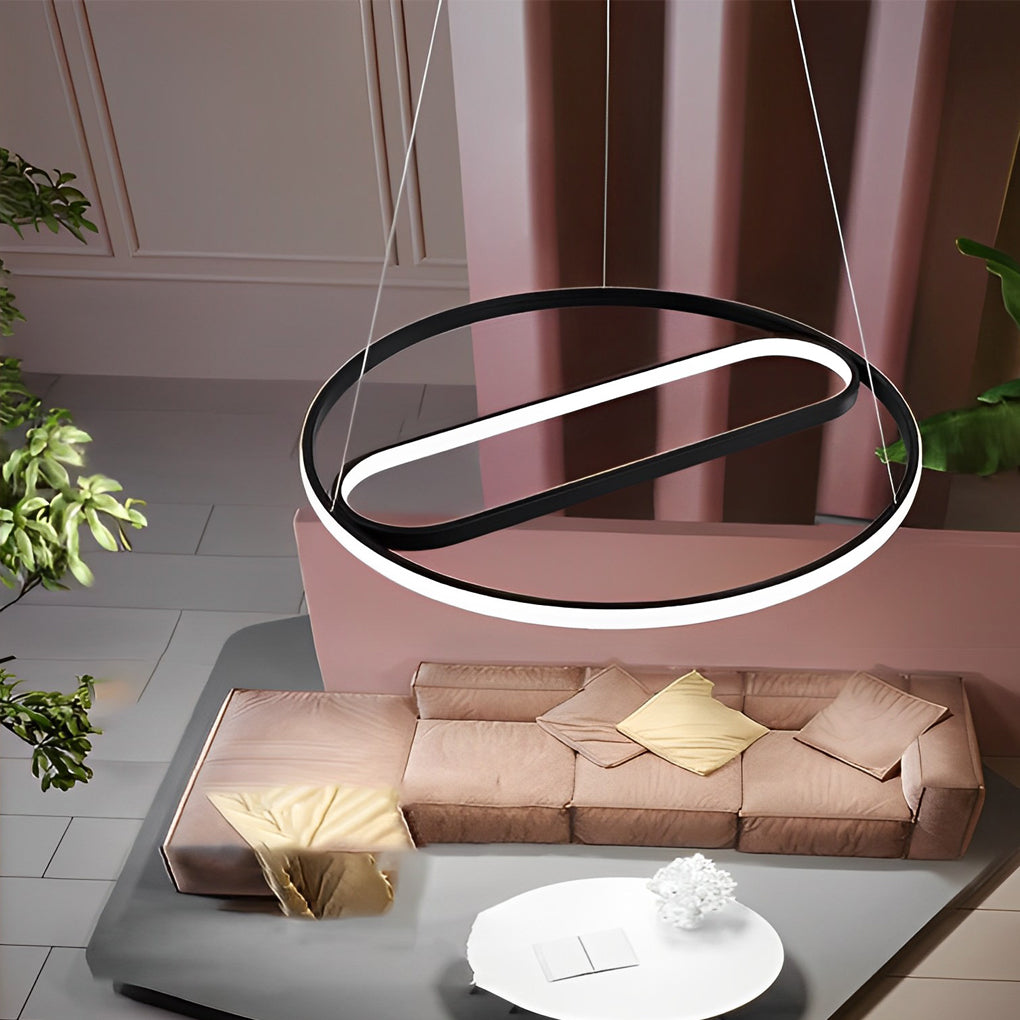Round Oval Led Black Chandelier Li002236