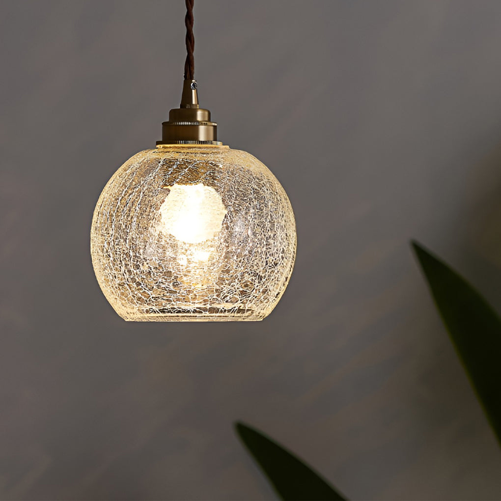 Spherical Glass Cracked Pattern Ceiling Lamp Li001924