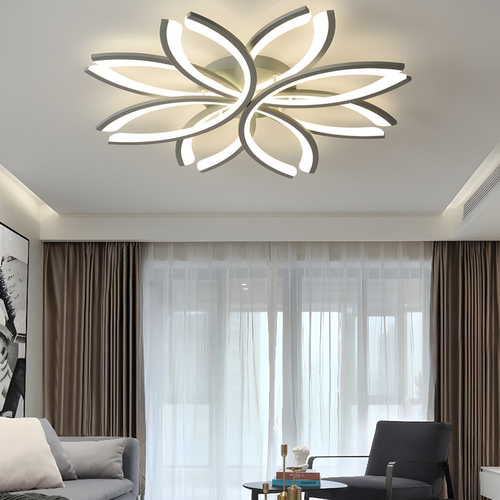 Led Flush Mount Flower Shaped Acrylic Ceiling Light White Gray Ceiling Lighting Fixture For Living Room
