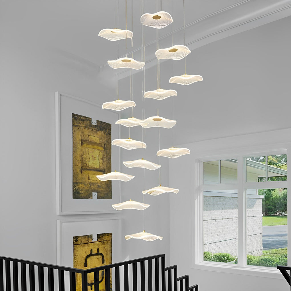 Lotus Leaves Led Staircase Chandelier Ha093921
