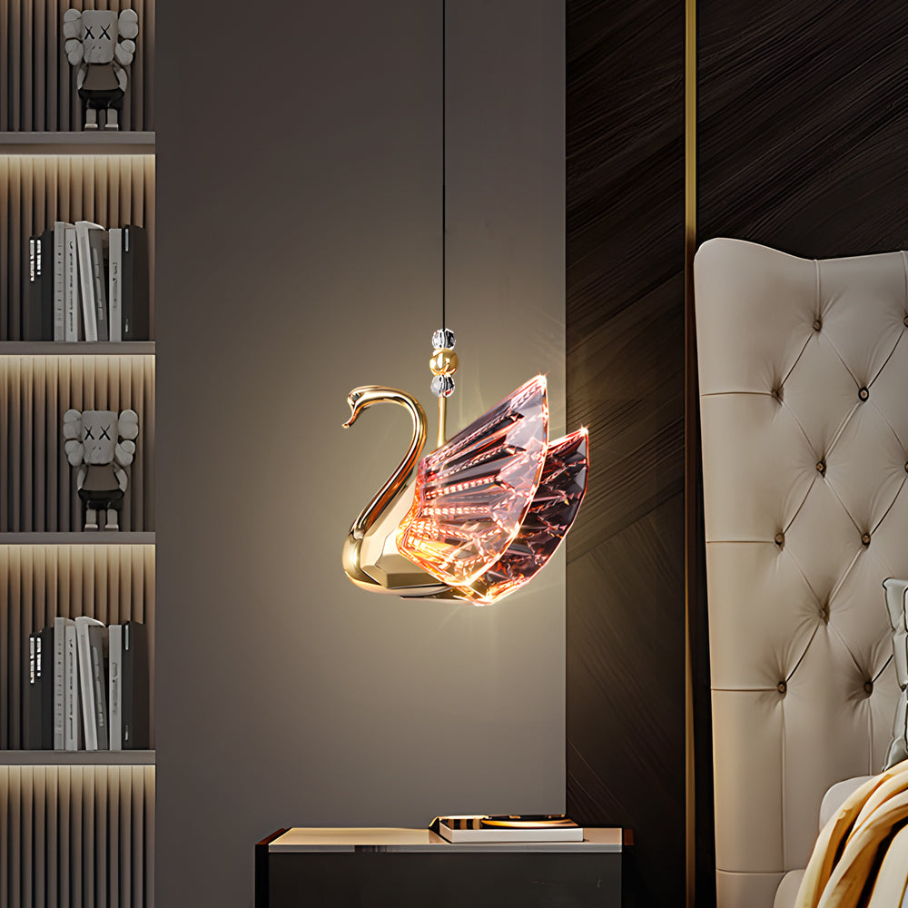 Zinc Alloy Acrylic Swan Creative Led Modern Minimalist Pendant Lights