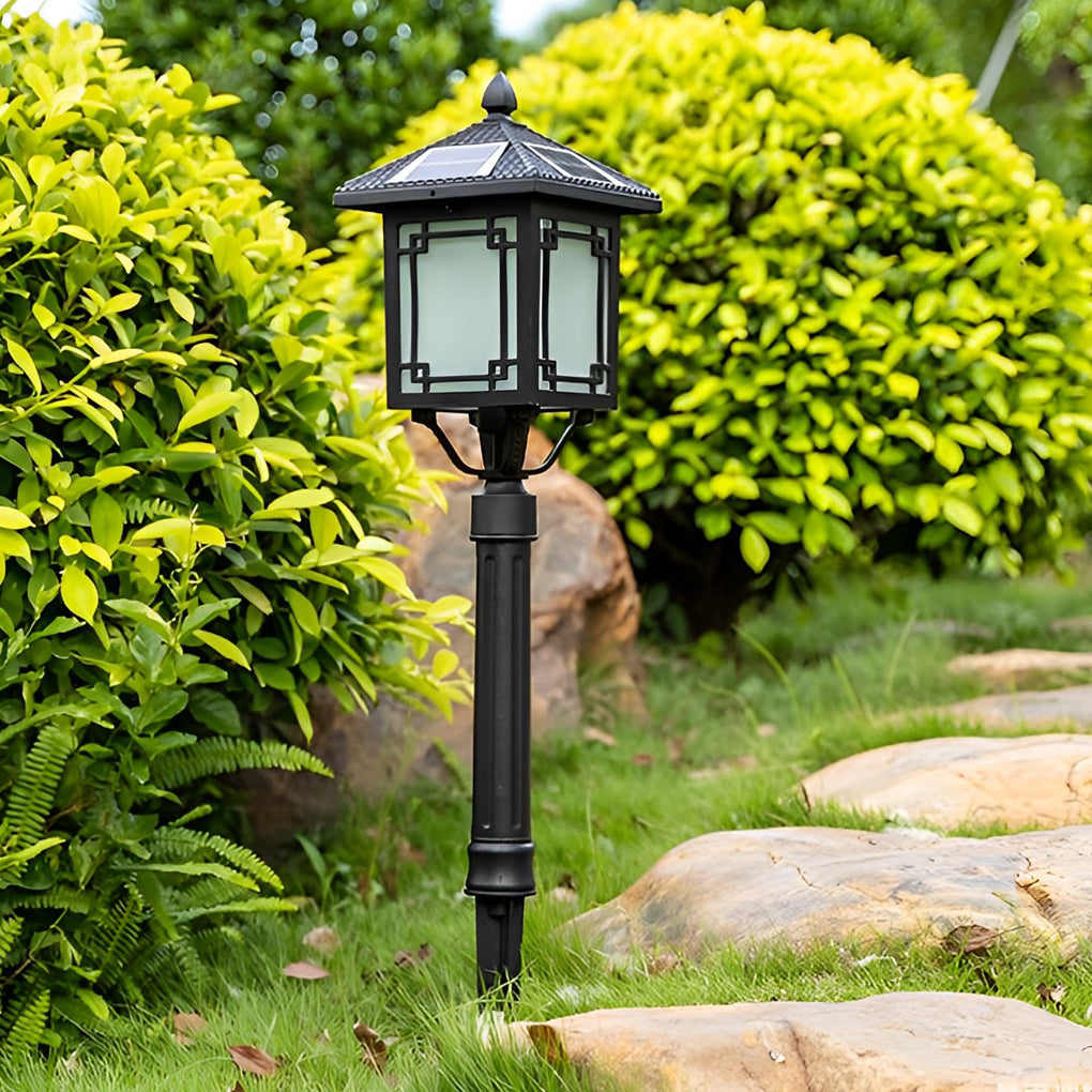 Solar LED Post Light with 3-Step Dimming, Die-Cast Aluminum Outdoor Lamp