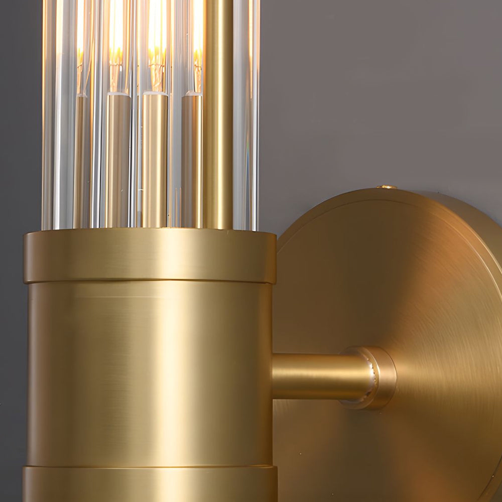 1 2 Light Modern Chrome Gold Wall Sconce With Cylinder Clear Glass Shade