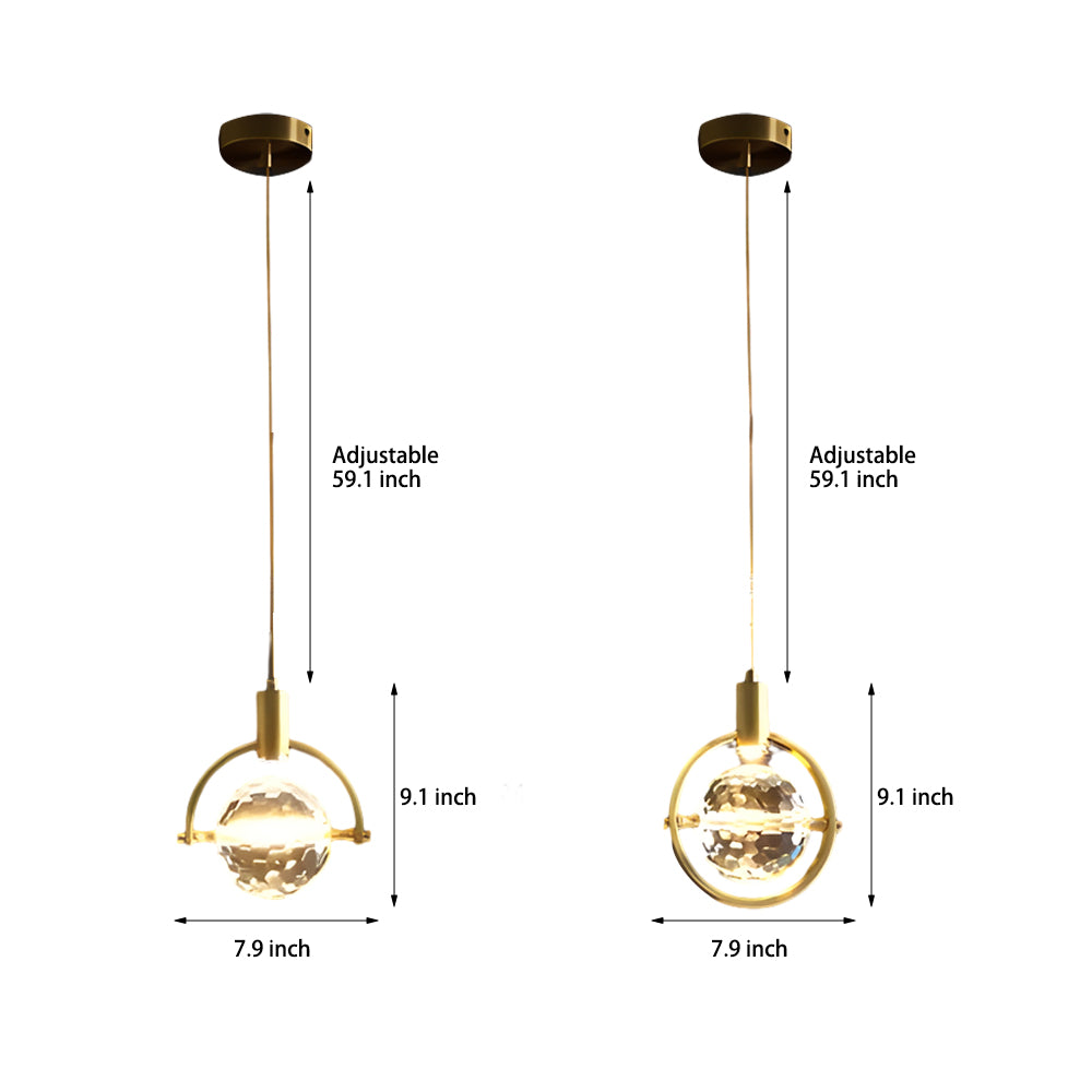 Round Semicircle Crystal Ball Ins Led Creative Modern Hanging Lights Fixture