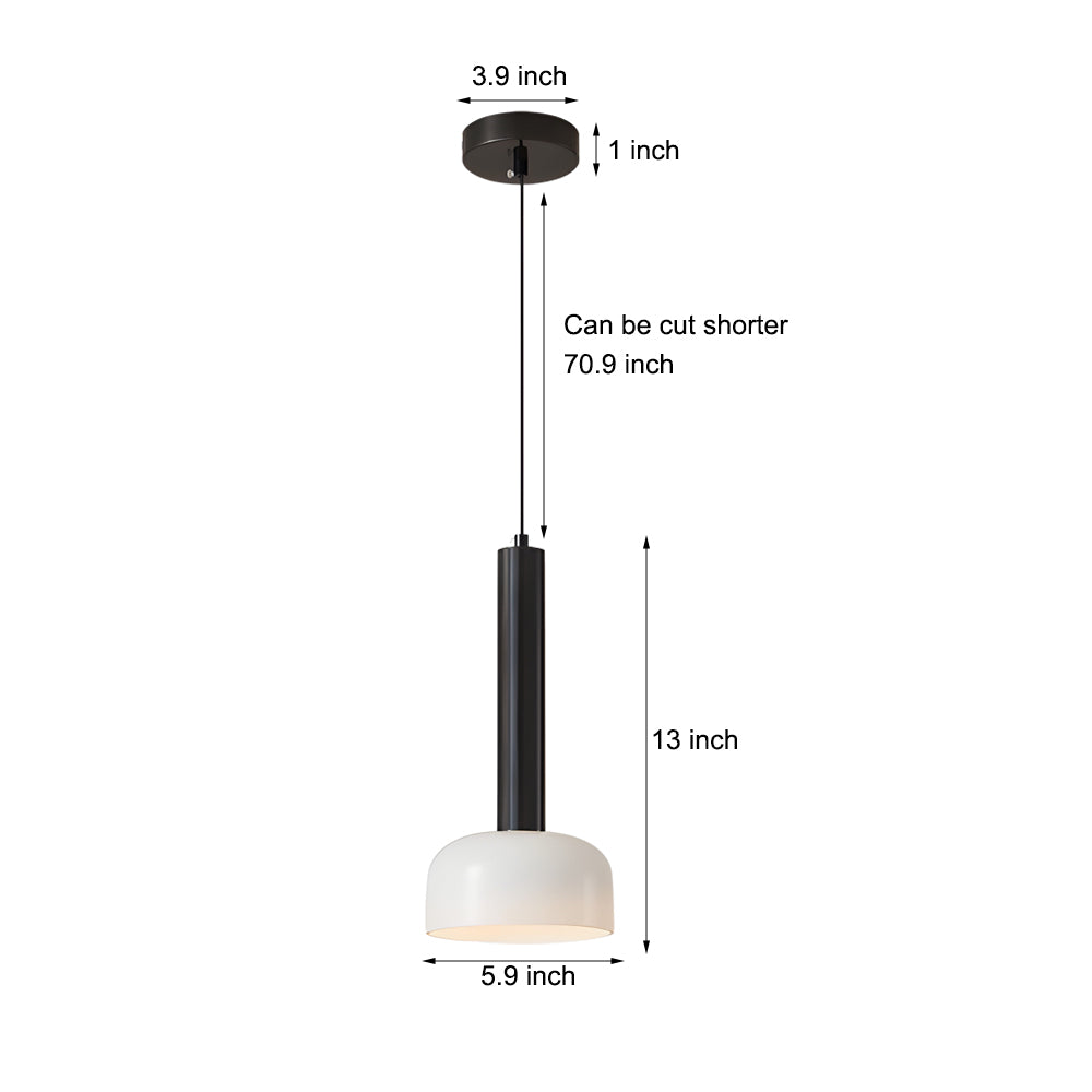 Modern Copper Tube 1 Light White Glass Bowl Pendant Light