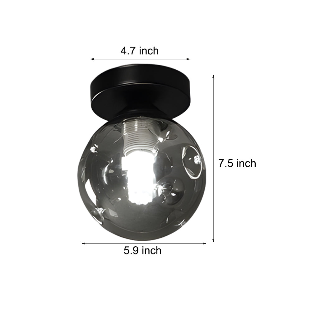 Nordic Corridor Glass Ceiling Light Fixture With Amber Smoky Shades