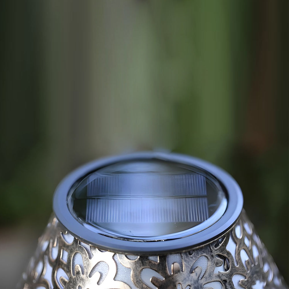 Aurelia Solar LED Table Lamp in Silver Metal for Outdoor Elegance