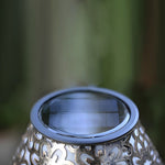 Aurelia Solar LED Table Lamp in Silver Metal for Outdoor Elegance